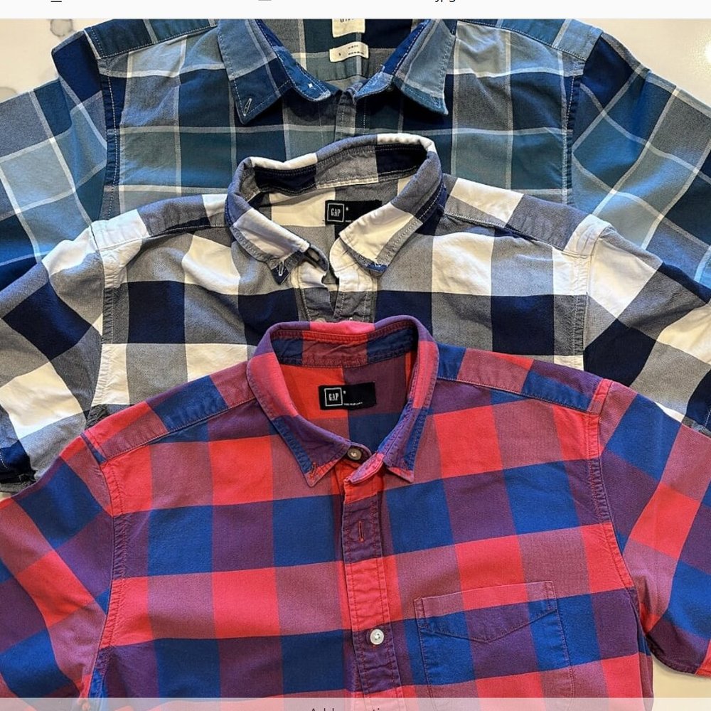 GAP Mens 3 Short Sleeve Button Up Checker Shirts bundle - Size Small